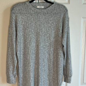 Windsor Ribbed Knit Oversized Crew Neck Sweater Dress in Gray - Small